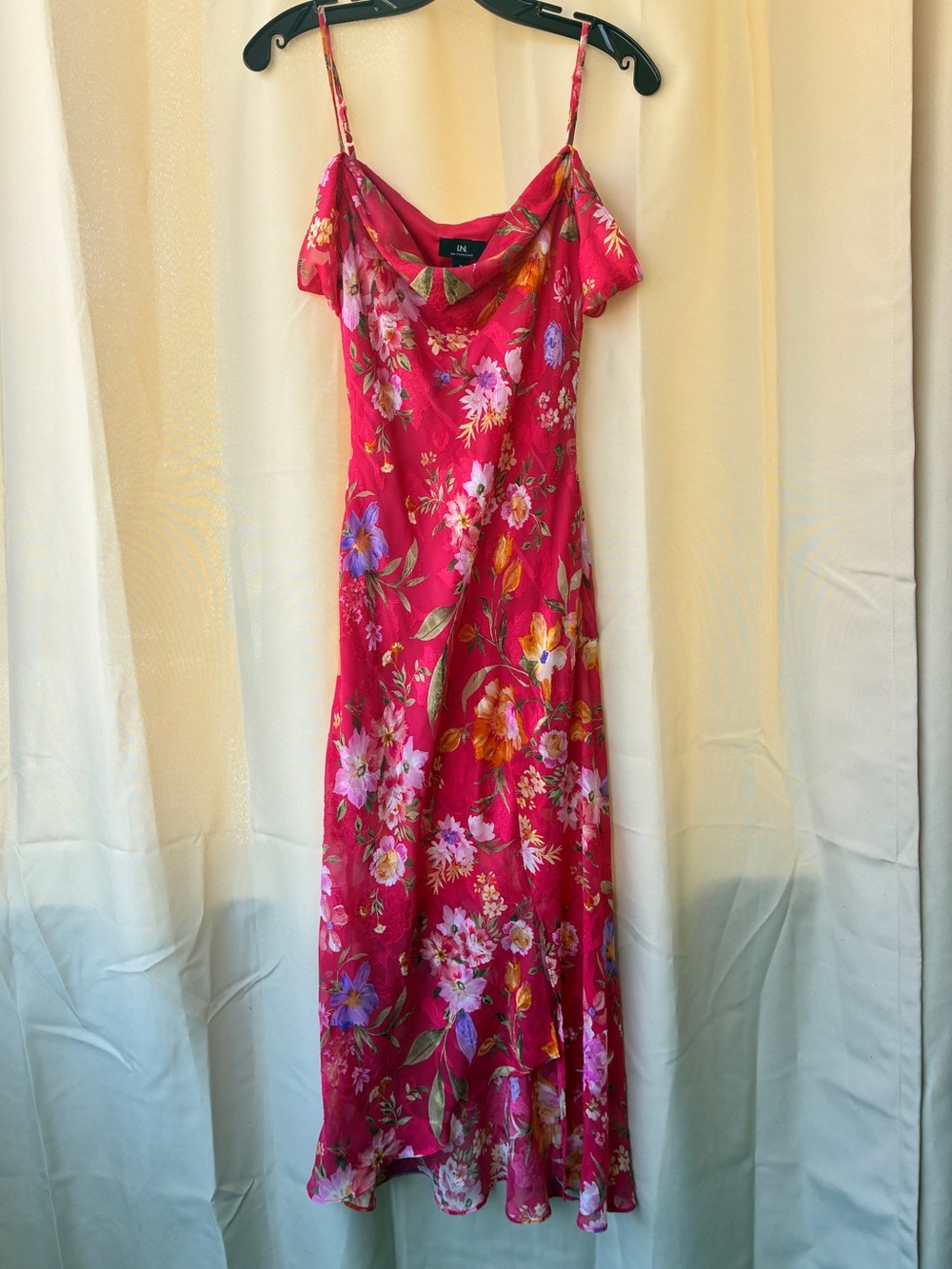 Y2K Pink Floral Chiffon Coquette Midi Dress